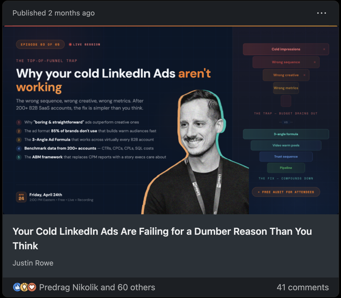 Newsletter edition: Why your cold LinkedIn ads are failing