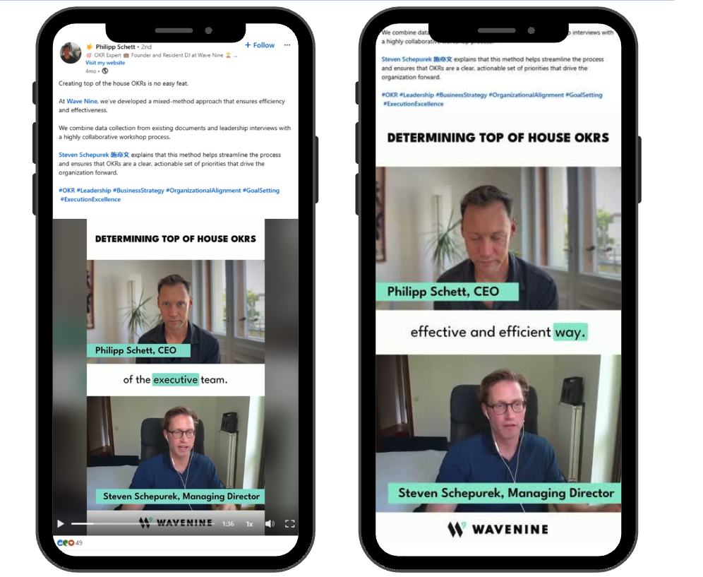 A client's thought-leadership video post live in the LinkedIn feed