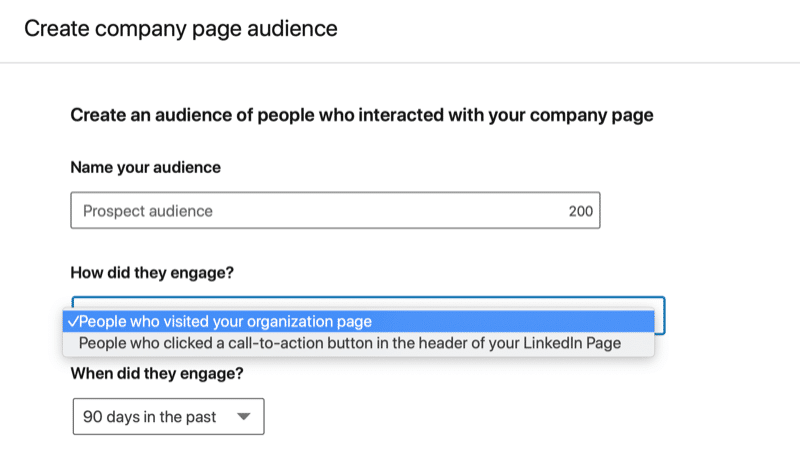 Linkedin retargeting of company page visitors 