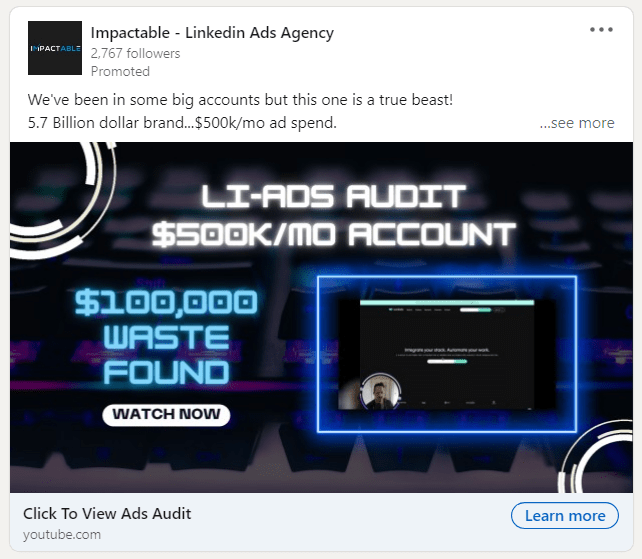 Linkedin Video ads example