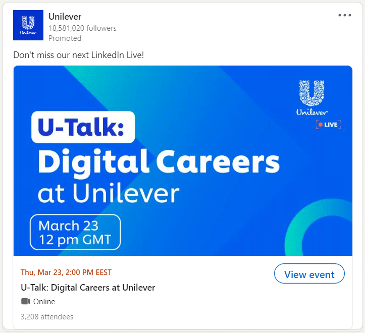 linkedin event ad expample