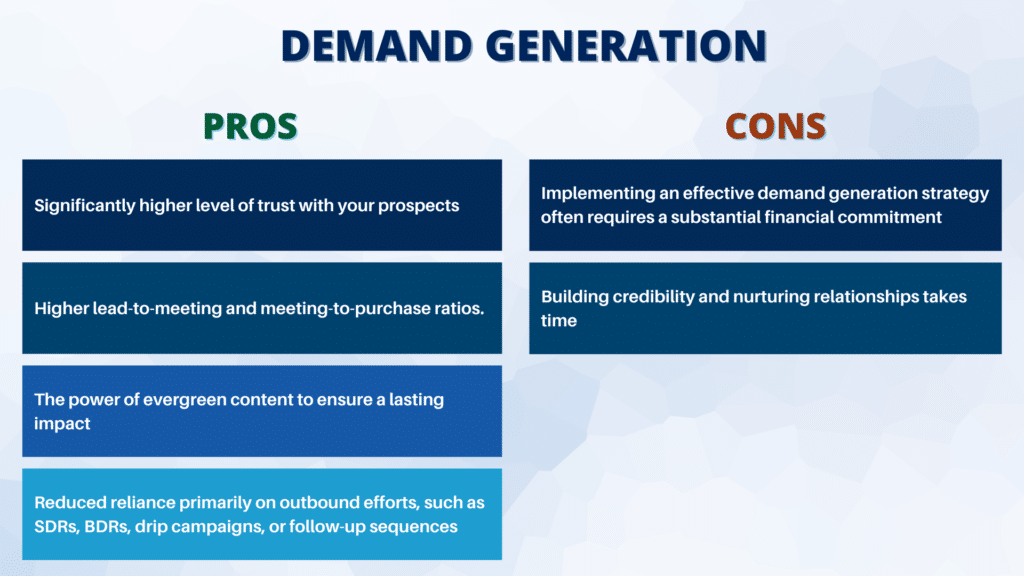 Demand generation: pros and cons