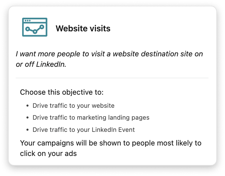 website visits campaign objective