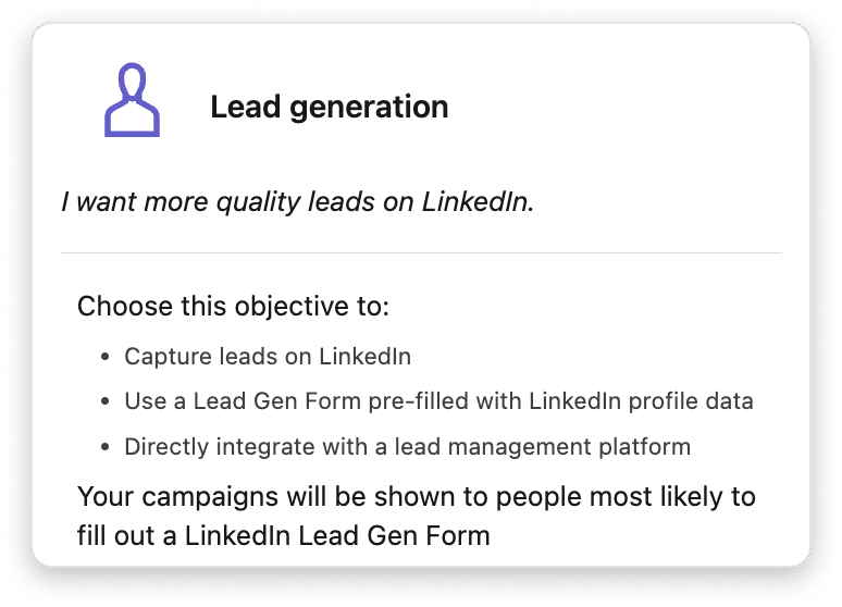 lead generation objective