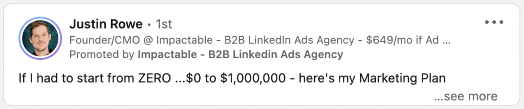 linkedin thought leader ad example 1