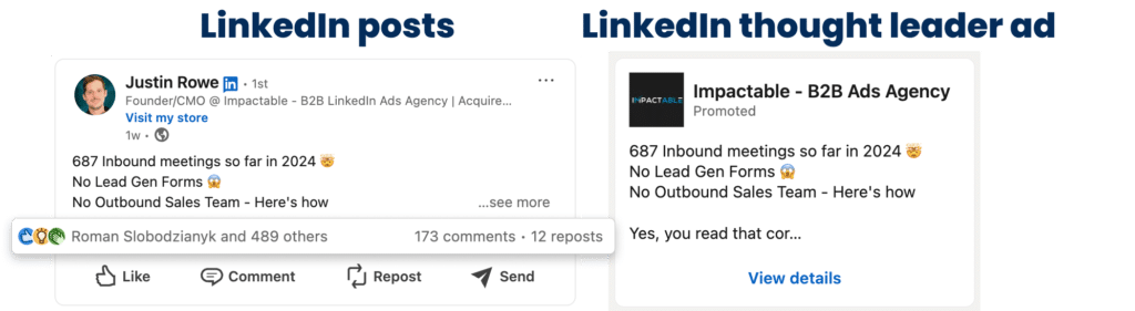 running LinkedIn thought leader ads