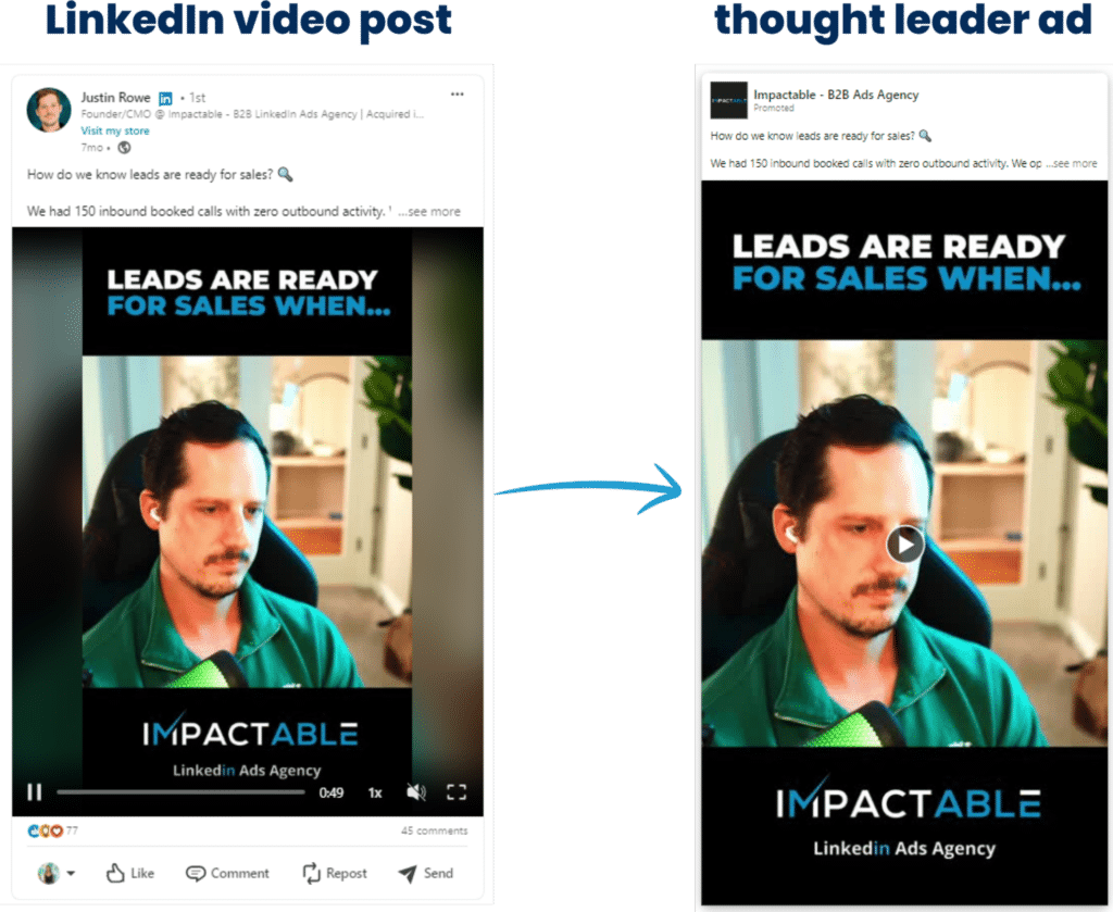 turning LinkedIn post into thought leader ad