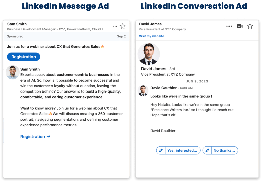 linkedin message ads and linkedin conversation ads